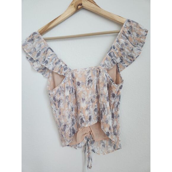ASTR the Label Rue Top in Peach & Grey Floral | Size XS - Picture 5 of 8